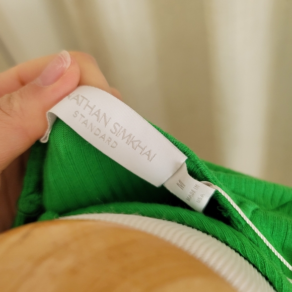 Jonathan Simkhai Merritt Cut Out Tie Neck Ribbed Top Parrot Green Size M NWT - Picture 5 of 9